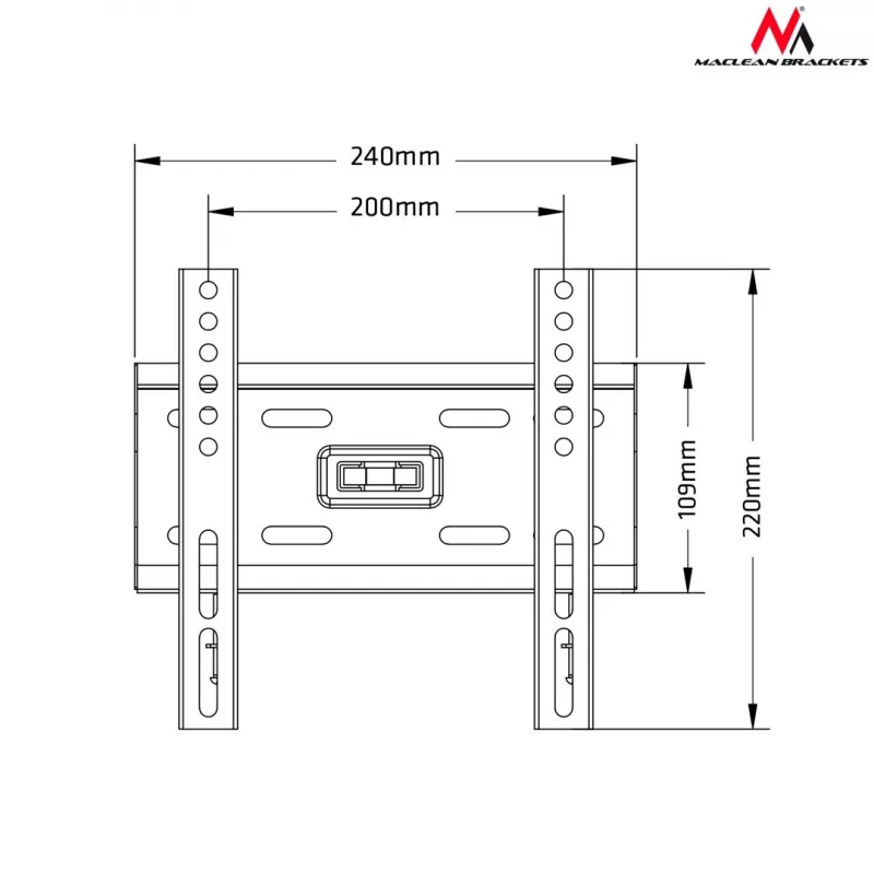 TV laikiklis ant sienos MACLEAN MC-777, 13–42 colių, iki 35 kg, VESA 75x75–200x200, metalinis, juodas