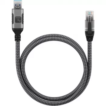 Techly ICOC U3A-RJ45-010 USB–Ethernet adapterio kabelis 1 m Cat6 F/UTP (FTP) juodas, sidabrinis