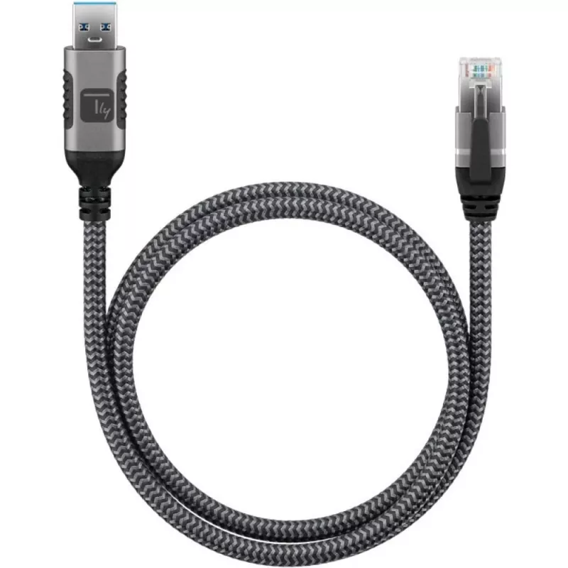 Techly ICOC U3A-RJ45-010 USB-A – Gigabit Ethernet tinklo adapterio kabelis, 1 m, juodas/sidabrinis