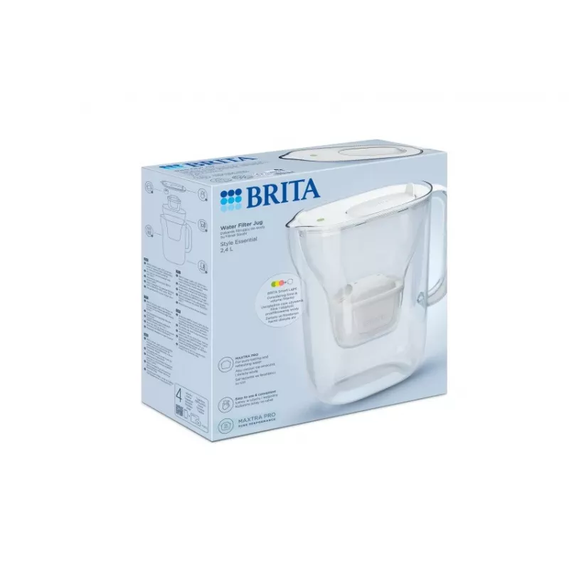 Vandens filtro ąsotis BRITA Style Essential – baltas, 1,4 L filtruoto vandens, 2,4 L talpa