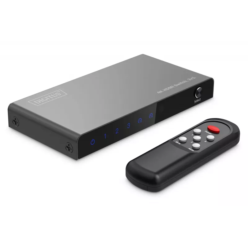 Digitus 4K HDMI jungiklis 3x1 metalinis juodas 18 Gbit/s