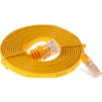 Helos 014853 Cat6 UTP plonas plokščias jungiamasis laidas, neekranuotas, 5,0 m, geltonas