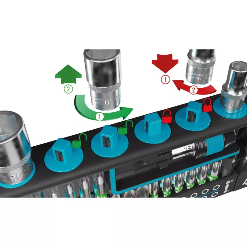 Hazet Bit Set 2300SH-1 — 39 dalių plyšiniai, Phillips, Pozidriv, šešiabriauniai ir Torx antgaliai
