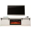 Spintelė televizoriui su elektriniu židiniu Cama Meble GRANERO modelis RTV GRANERO + KOM B/B, 200x56,7x35 cm, balta/blizganti balta, 2 durys, 2 lentynos, MDF/mdrožlė