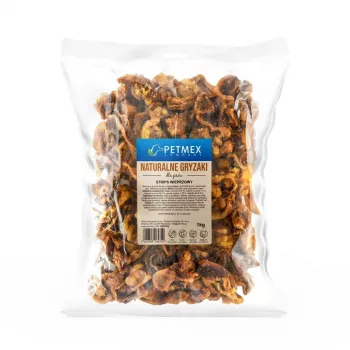 Šunų skanėstai PETMEX Pork Strips 1 kg – vieno ingrediento kiaulienos juostelės, hipoalerginiai, be grūdų, be cukraus