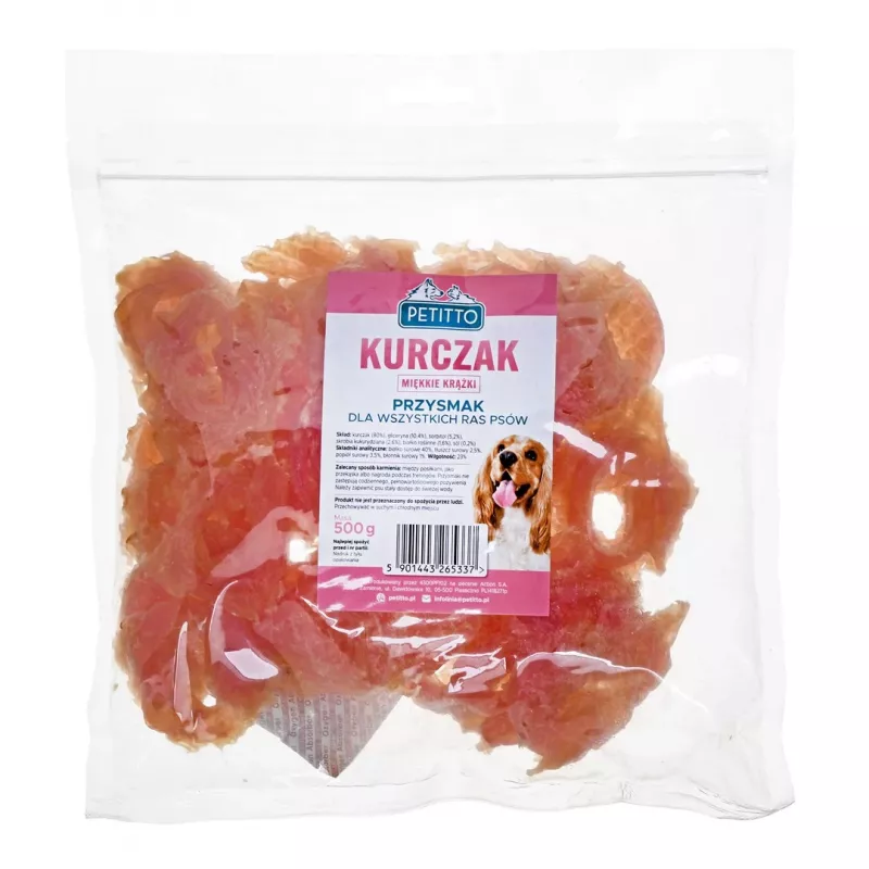 Šunų skanėstai PETITTO Soft vištienos žiedeliai 500 g