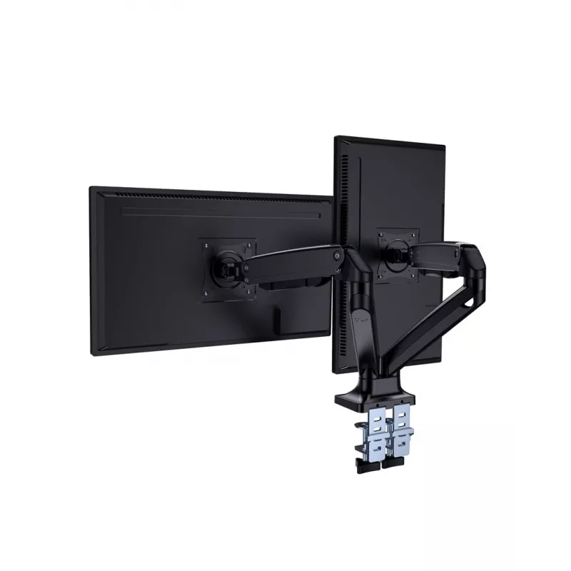 Monitorinis stovas GEMBIRD MA-DA2-03 iki 35 colių ekranams, spaustuvas, VESA 75x75–100x100, 20 kg, juodas, dviejų ekranų