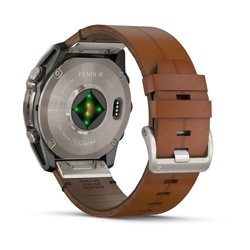 Garmin Fenix 8 3.56 cm (1.4 inch) AMOLED 51 mm Skaitmeninis 454 x 454 pikseliai Liečiamas ekranas Titanas Wi-Fi GPS (palydovas)