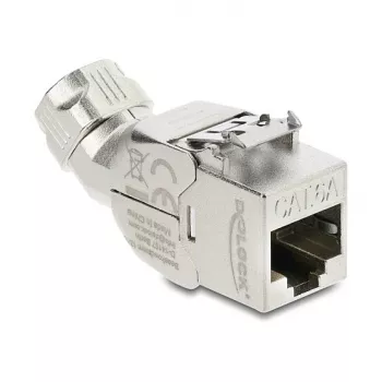 DELOCK Keystone modulis RJ45 lizdas į LSA Cat.6A beįrankis 45° kampu ekranuotas su metaliniu fiksatoriumi