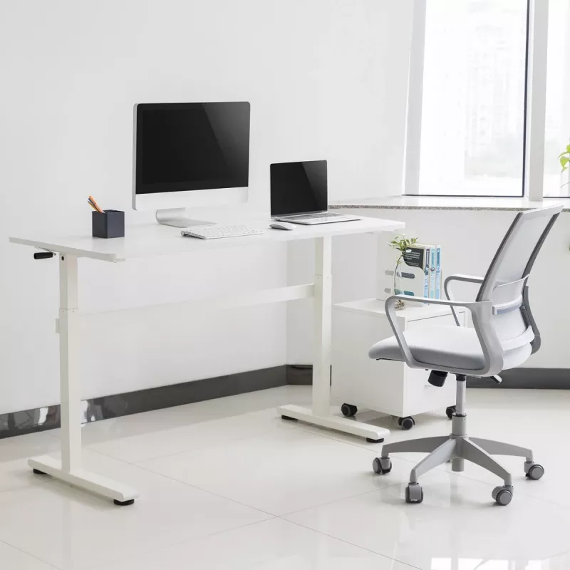 Stalas su rankiniu aukščio reguliavimu Ergo Office ER-401 W, maks. 40 kg, maks. aukštis 117 cm, su stalviršiu darbui stovint ir sėdint