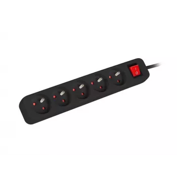 Lanberg PS1-05E-0300-BK ilgintuvas 3 m 5 kištukinių lizdų Baltas