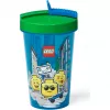 Room Copenhagen LEGO puodelis su šiaudeliu Iconic Boy Bright Blue (mėlyna/žalia, 500 ml)