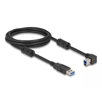DeLOCK USB kabelis Type-A kištukas į Type-B kištuką 90° kairėn lenktas 2 m