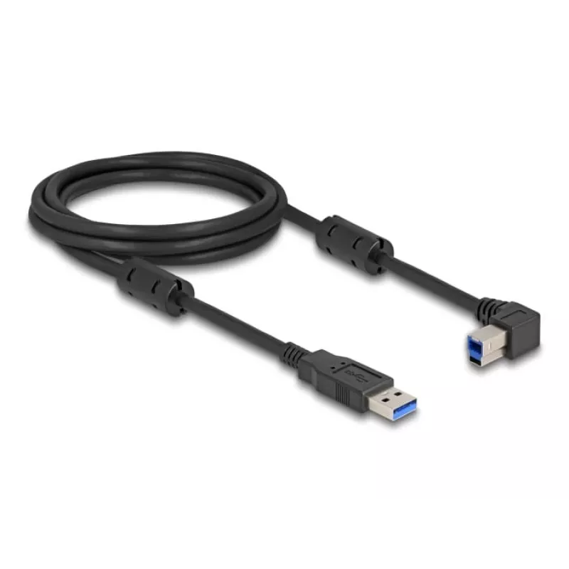 DeLOCK USB kabelis Type-A kištukas į Type-B kištuką 90° kairėn lenktas 2 m