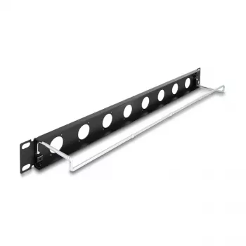 DeLOCK 67059 19 colių D tipo pataisų skydelis su įtempimo mažinimu, 8 prievadai, 1U, juoda