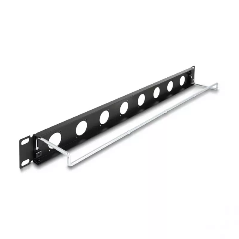 DeLOCK 67059 19 colių D tipo pataisų skydelis su įtempimo mažinimu, 8 prievadai, 1U, juoda