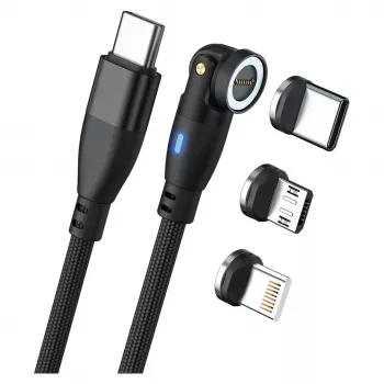 USB laidas RealPower MagneticCharge 100 1m USB C juodas