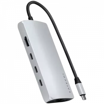 Satechi ST-P8KES – USB-C dokas su Gigabit Ethernet ir SD kortelių lizdu, sidabrinis