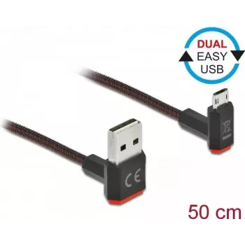 USB laidas DeLOCK EASY-USB 2.0 Type-A į Micro-B 0,5 m juodas