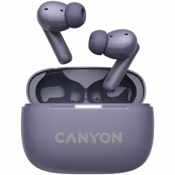 Canyon CNS-TWS10PL Ausinės ir Mikrofonas Tikras Belaidis Stereo (TWS) Į ausis Skambučiai/Muzika/Sportas/Kasdienis naudojimas USB Type-C Bluetooth Violetinė (CNS-TWS10PL)