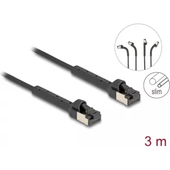 Tinklo kabelis DeLOCK RJ45 Slim Cat.6A U/FTP 3m Juodas