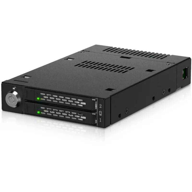 ICY DOCK ToughArmor MB834MK-B V2 - 2x M.2 NVMe į 1x 3,5 colio lizdo mobilusis krepšelis su metaliniu raktiniu užraktu, SlimSAS 4i, juodas
