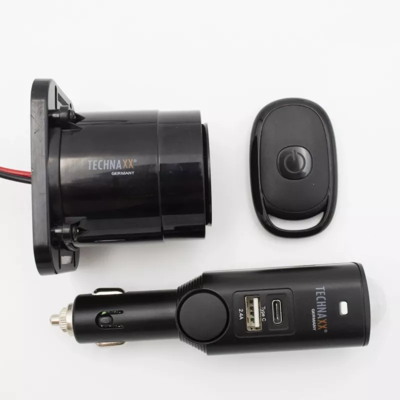 Technaxx TX-168 automobilio signalizacija su sirenos moduliu ir USB-C įkrovimo prievadu