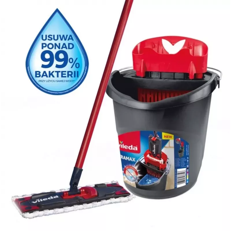 Vileda Ultramax Complete valymo rinkinys su šluote ir kibiru, pilka