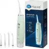 Belaidis oralinis irigatorius Haxe RUBIS HX 716 — vandens slėgis 30–90 psi, 3 galios lygiai, 0,165 L talpa, 4 antgaliai, žalia spalva