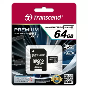 Flash atminties kortelė Transcend 64GB MicroSDXC UHS-I TS64GUSDU1
