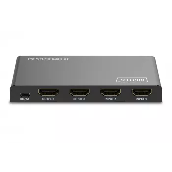 Digitus 4K HDMI jungiklis 3x1 metalinis juodas 18 Gbit/s