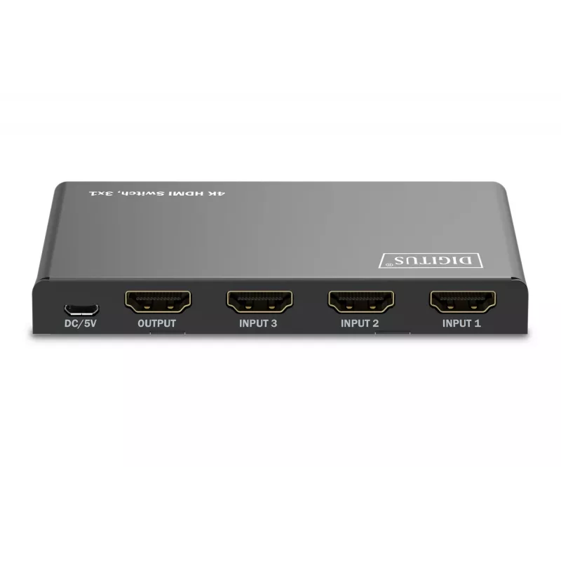Digitus 4K HDMI jungiklis 3x1 metalinis juodas 18 Gbit/s