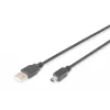 Digitus ASSMANN USB laidas – USB A tipo (4 kontaktų, vyriškas) – Mini-USB B tipo (vyriškas) – 1 m (USB / Hi-Speed USB) – liejinis – juodas (AK-300108-010-S)