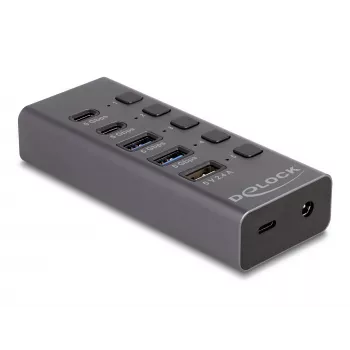 USB šakotuvas Delock 64248 5 Gbps 2x Type-A 2x Type-C 1 greitojo įkrovimo prievadas