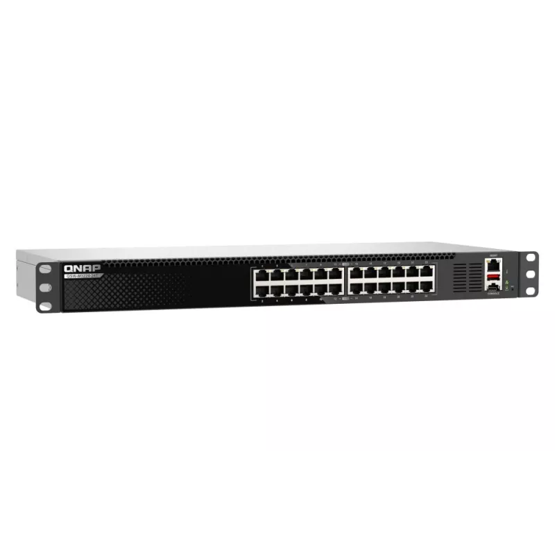QNAP QSW-M3224-24T tinklo jungiklis, valdomas L3, 10G Ethernet (100/1000/10000), 1U, juodas, sidabrinis