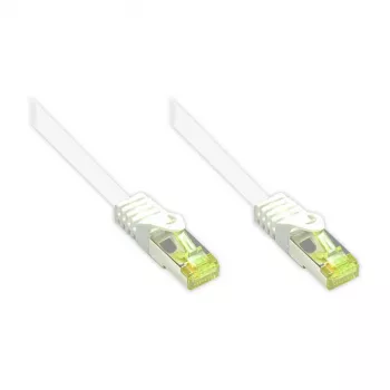 RJ45 jungiamasis kabelis su Cat.7 neapdorotu kabeliu ir užrakto apsauga (RNS®), S/FTP, PiMF, halogenų neturintis, 600MHz, OFC, baltas, 0,25m, Good Connections® (8070R-003W)
