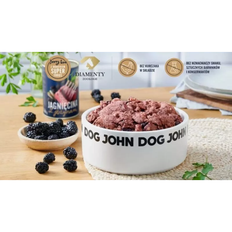 JOHN DOG Berry Line šlapias pašaras šunims su ėriena ir gervuogėmis, 800 g