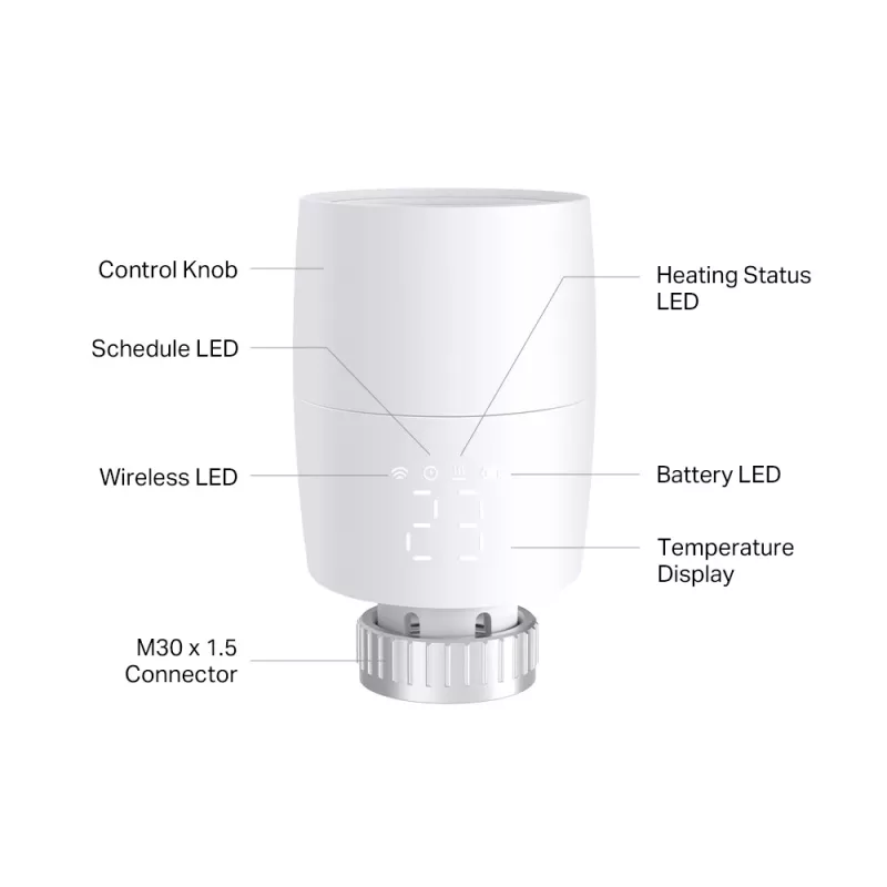 TP-Link Kasa KE100 išmanusis termostatinis radiatoriaus vožtuvas