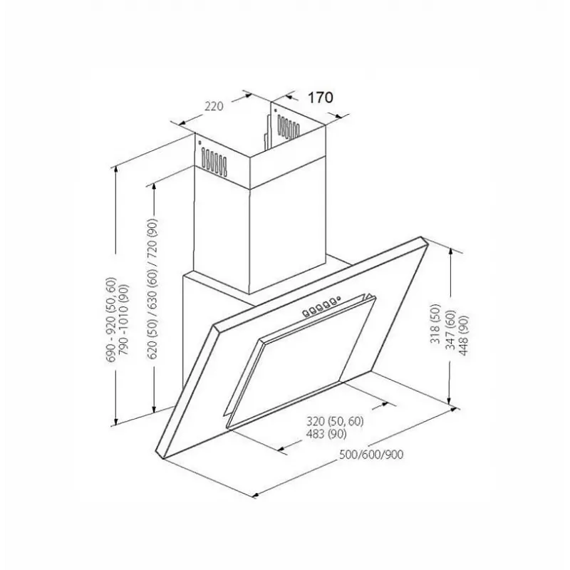 AKPO WK-4 Black 2.0 60 GRAY/BLACK GLASS T300 Linear LED gartraukis su valdikliu