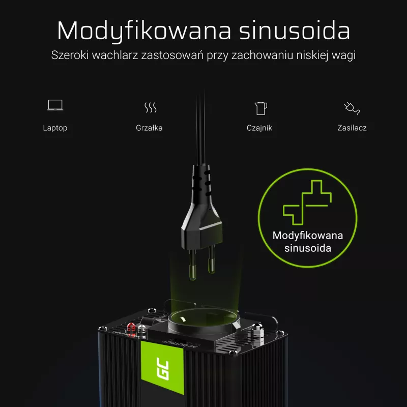 Green Cell INV08 keitiklis / inverteris lauko 1000 W juodas
