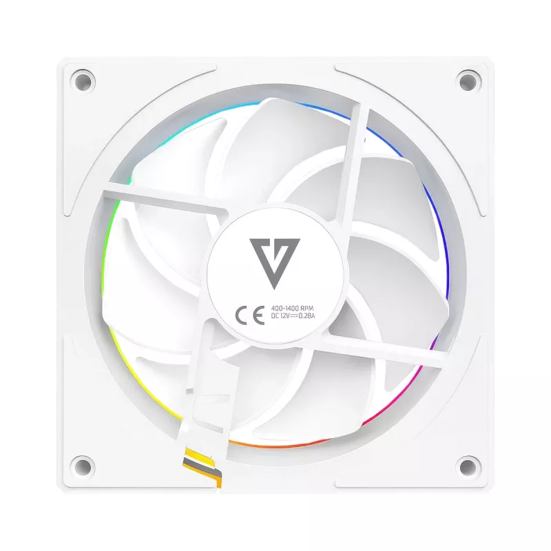 Kompiuterio ventiliatorius MODECOM VOLCANO LOOP 120 ARGB White — 120 mm, ARGB apšvietimas, PWM valdymas, 400–1400 RPM