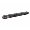 Maitinimo paskirstymo blokas LANBERG PDU-10I-0200-IEC-BK — 10× C13 lizdai, 2 m kabelis, 10 A, 2500 W, juodas