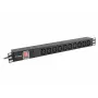 Maitinimo paskirstymo blokas LANBERG PDU-10I-0200-IEC-BK — 10× C13 lizdai, 2 m kabelis, 10 A, 2500 W, juodas