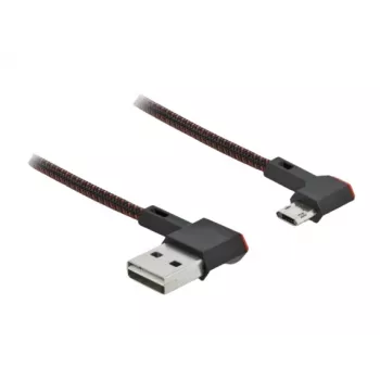 USB kabelis DeLOCK EASY-USB 2.0 Type-A (vyriškas) į Micro-B (vyriškas) kampuotas 0,2 m juodas