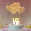 Naktinė lemputė Extralink HOME 3D optinė iliuzija Four Hearts USB stalinė lempa