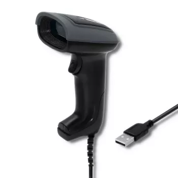 Rankinis brūkšninių kodų skaitytuvas QOLTEC 50863 – 1D/2D skaitytuvas, USB laidinis, LED jutiklis, juodas, 5V, 1,8 m laidas