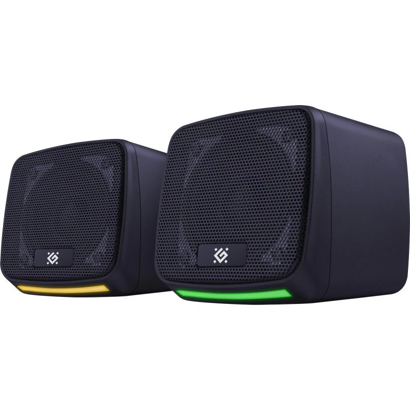Kompiuteriniai garsiakalbiai DEFENDER J3 2.0 6W LED USB, 2×3W RMS, 90–20000 Hz, 3,5 mm, juodi