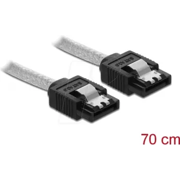 SATA kabelis DeLOCK 85343 0,7 m juodas permatomas