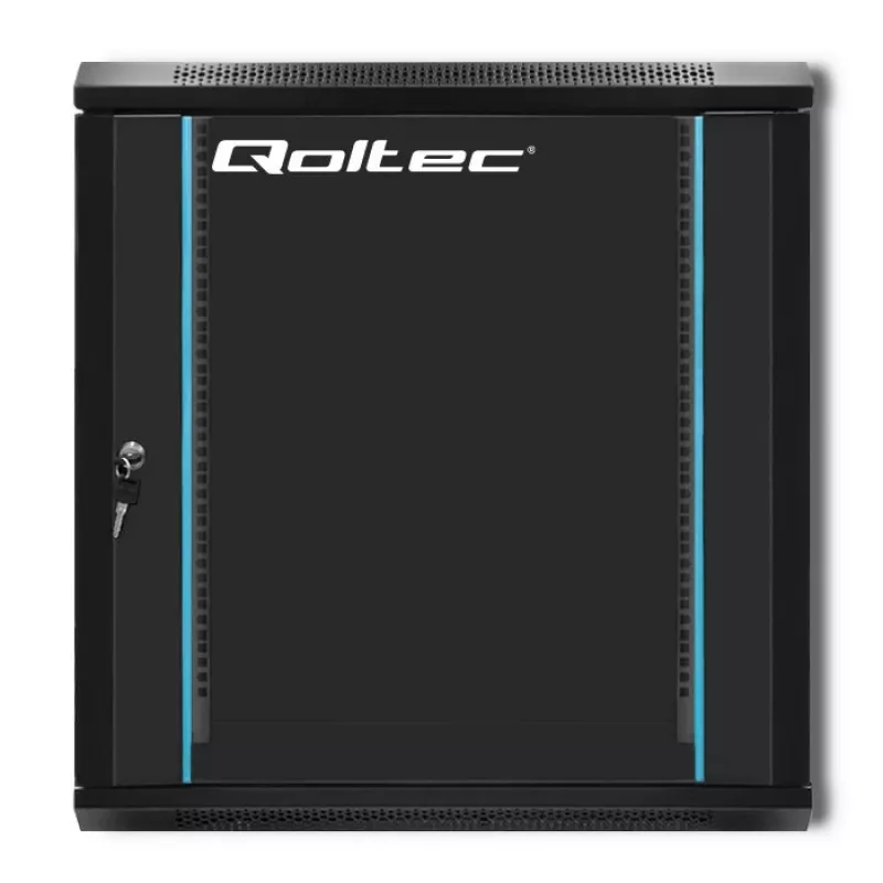 19 colių stelažo spinta QOLTEC 54464 12U 600x635x450 mm juoda
