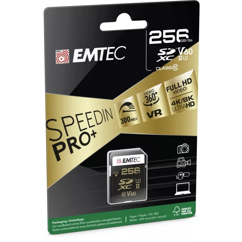 Atminties kortelė Emtec 256 GB SDXC UHS-II ECMSD256GUHS2V60